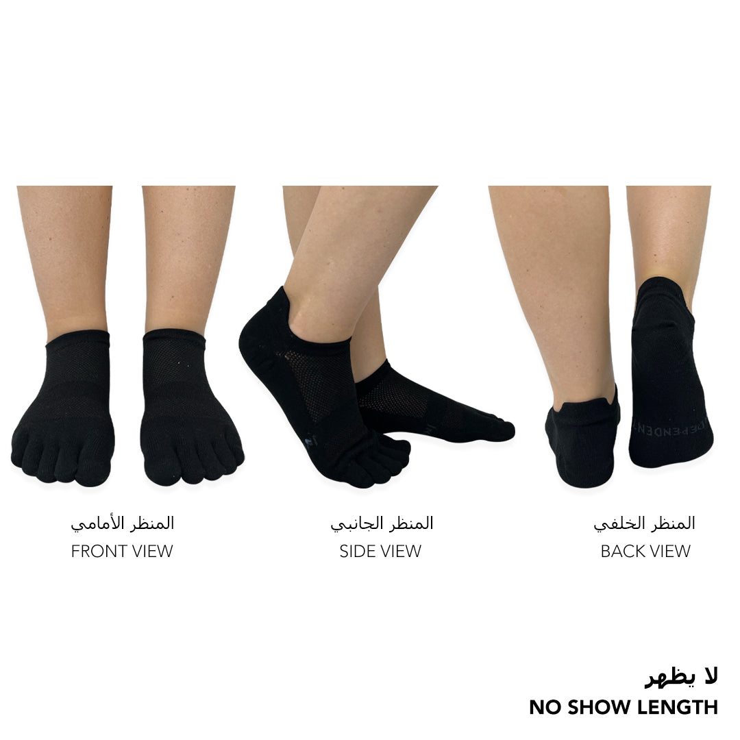 Independent Black Toe Socks for Women & Girls - No Show