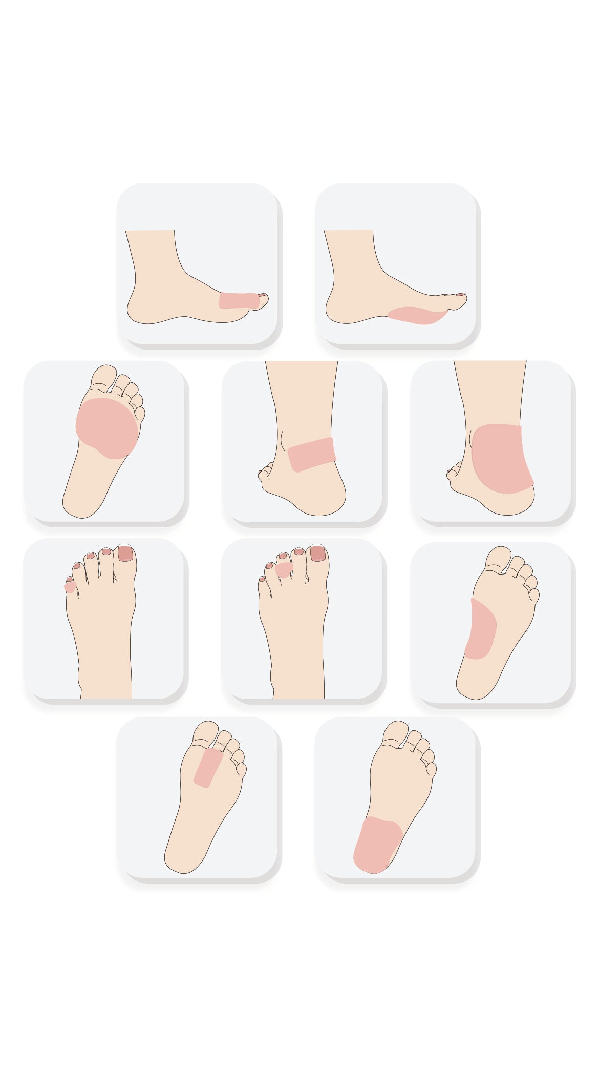 Bunny pads placed on foot for targeted shoe comfort