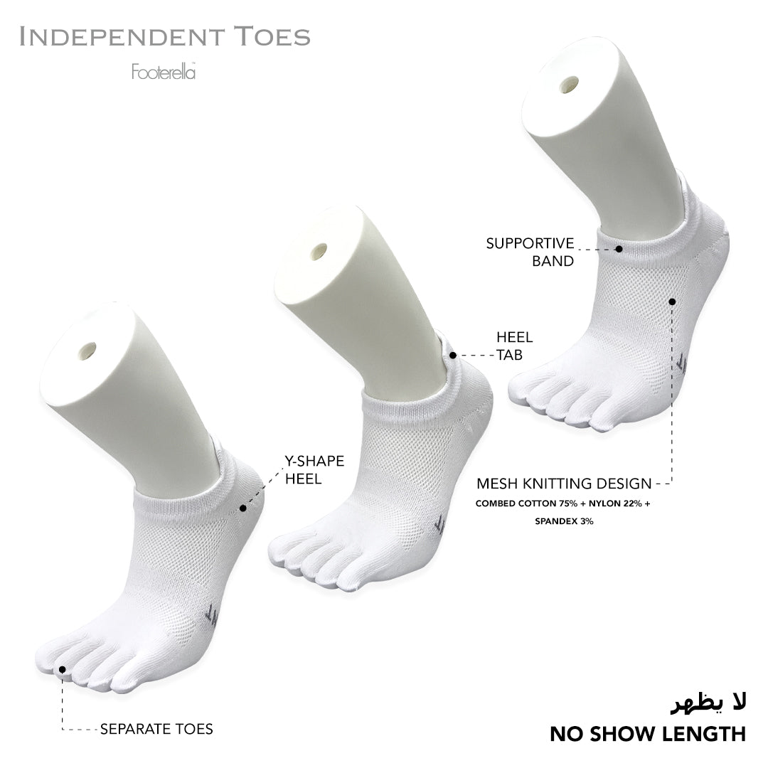 Independent White Toe Socks for Women&Girls - No Show