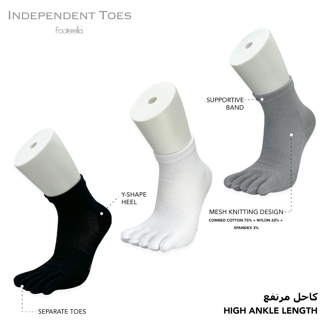 Breathable toe socks for boys made with combed cotton material