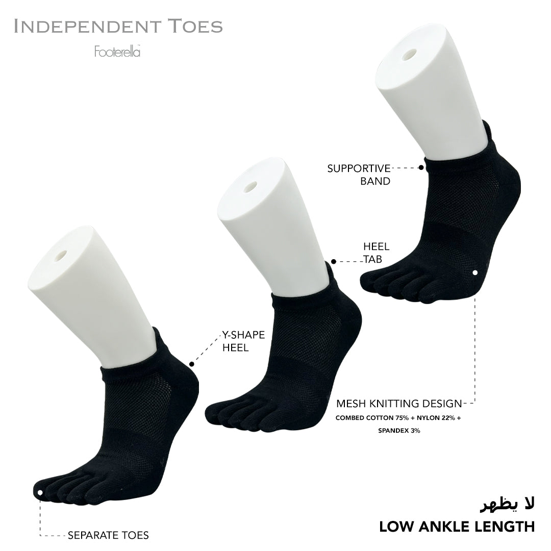 Breathable low-ankle toe socks with combed cotton material