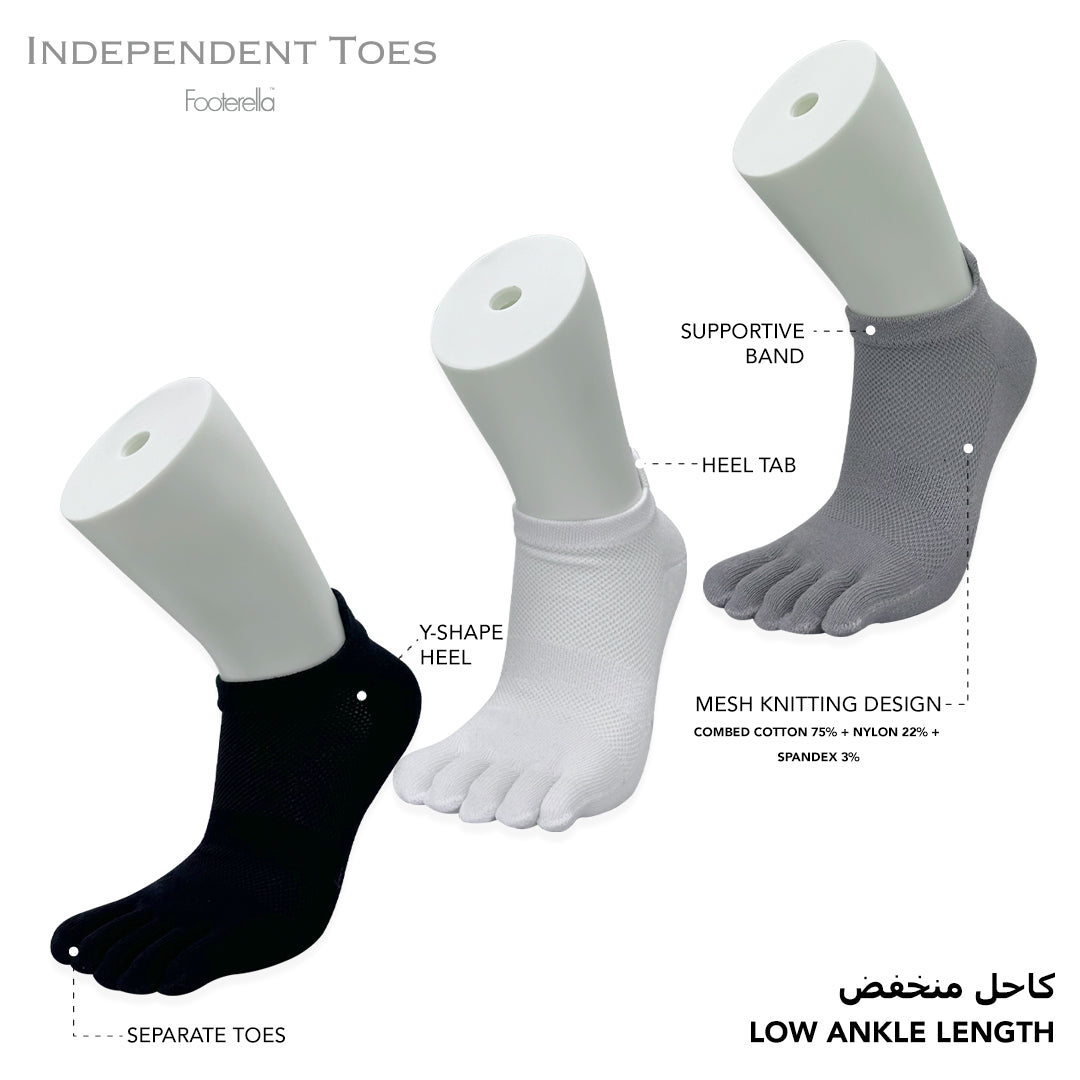 Breathable toe socks for boys made with combed cotton material