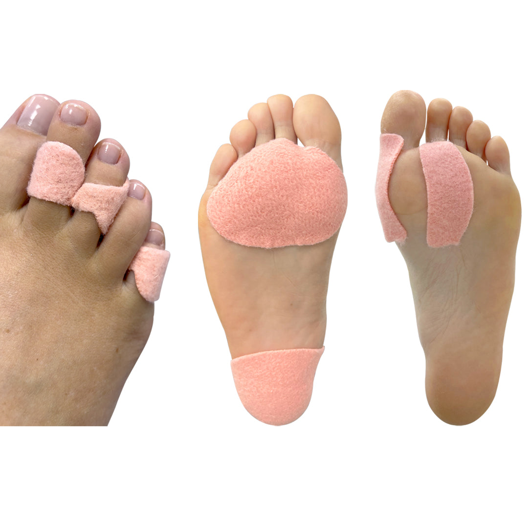 Bunny pads placed on foot for targeted shoe comfort