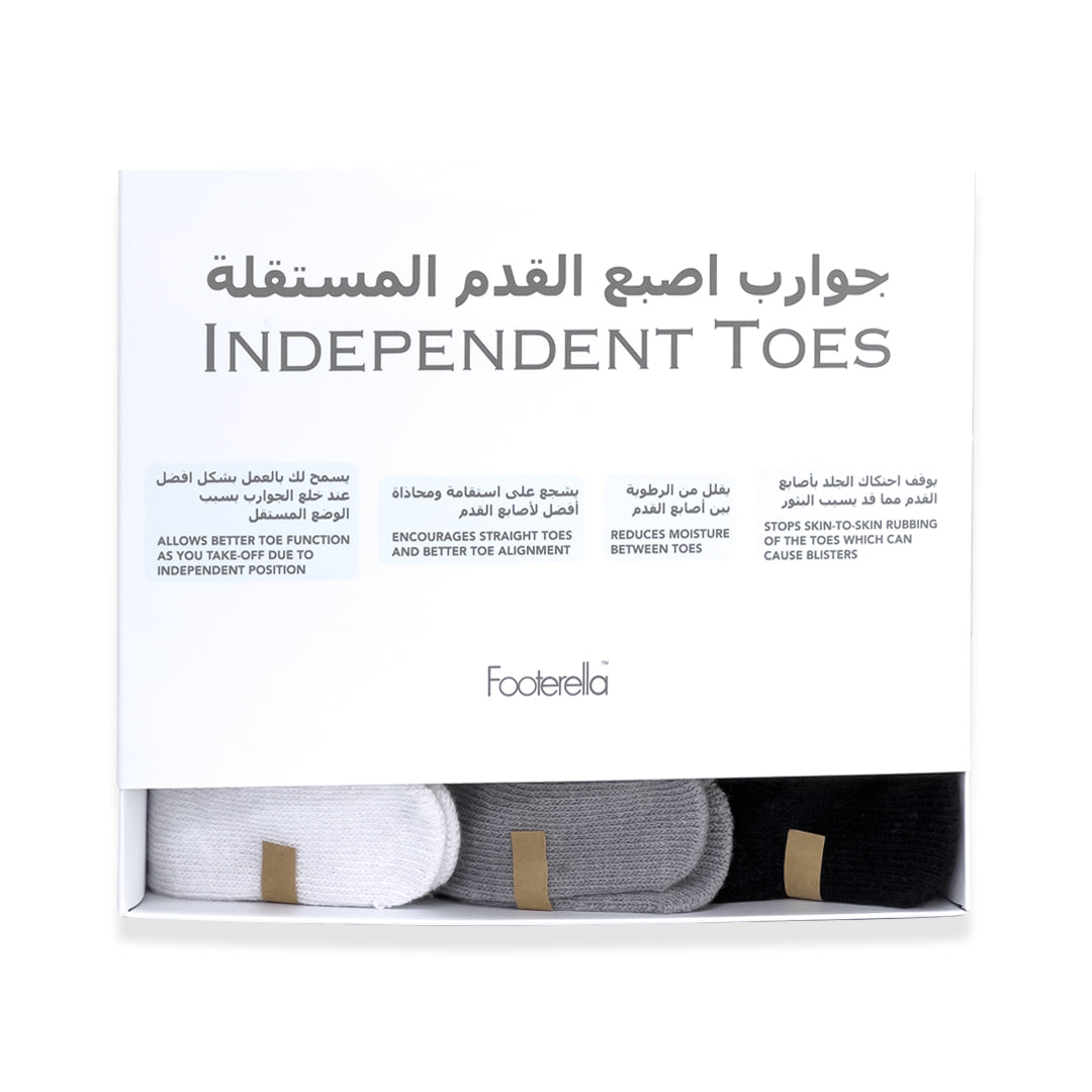 Three-pair pack of essential no-show toe socks for women and girls