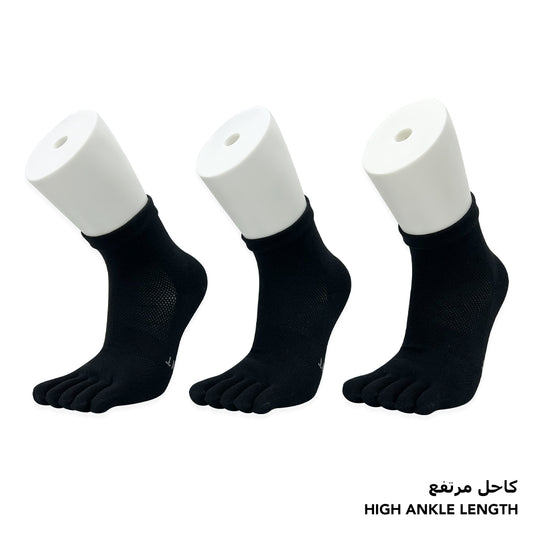 Independent black high-ankle toe socks for women and girls