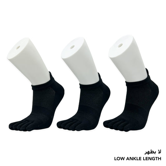 Independent black low-ankle toe socks for women and girls