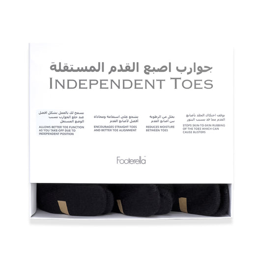 Three pairs of independent black no-show toe socks for women and girls