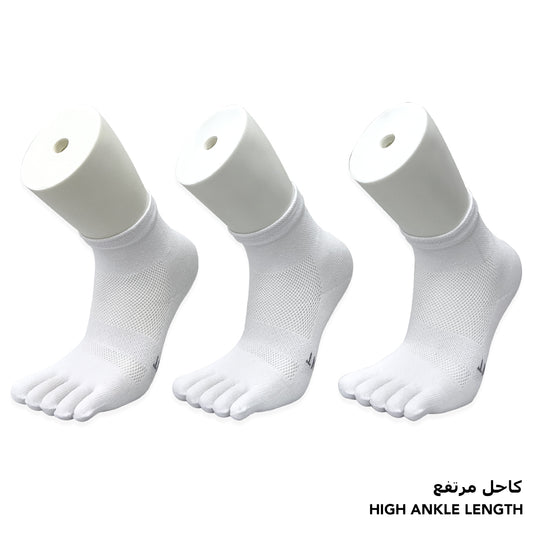 Independent white high-ankle toe socks for boys