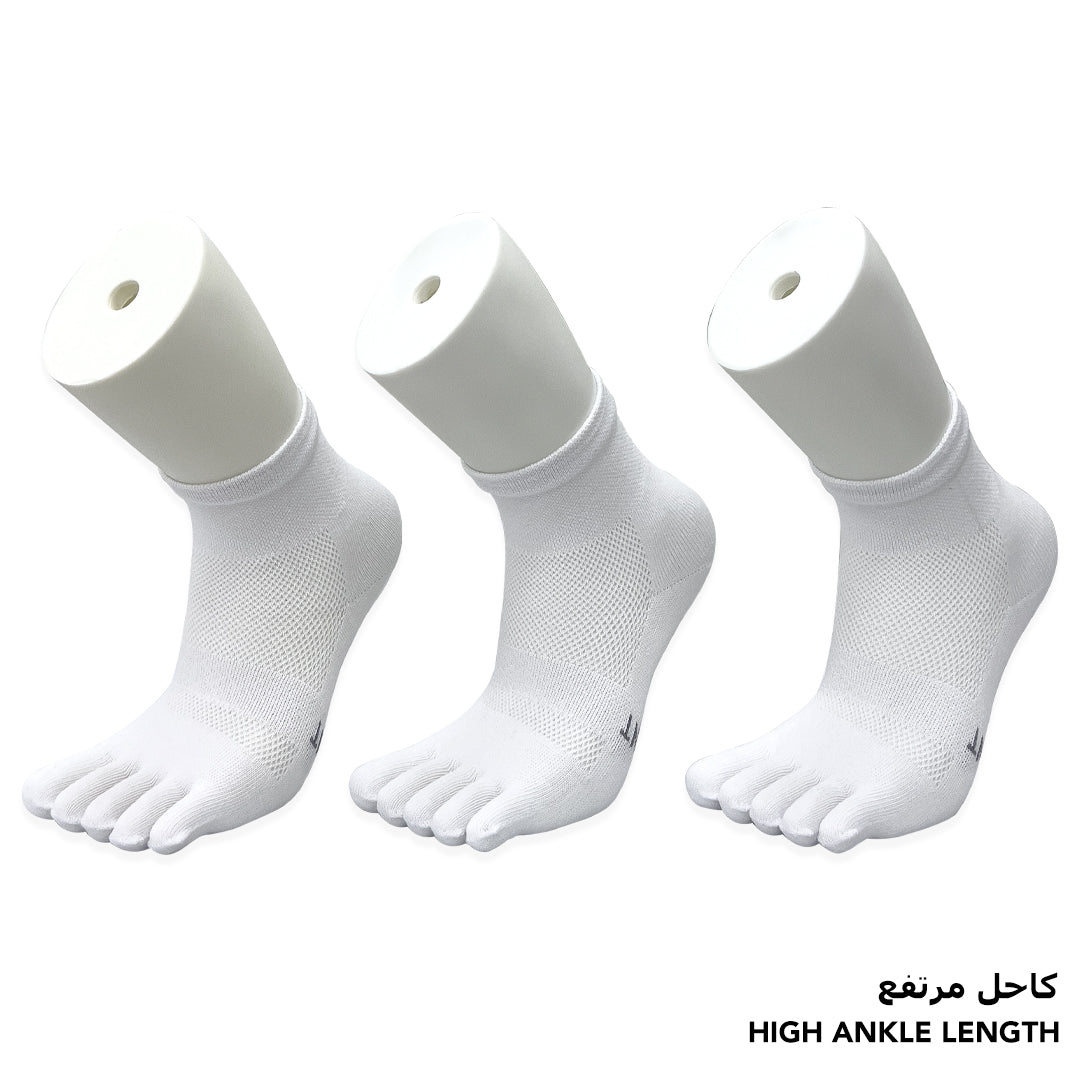 Independent white high-ankle toe socks for women and girls