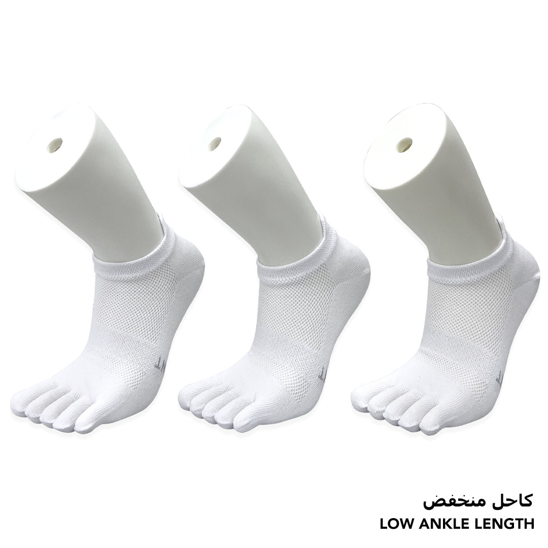 Independent white low-ankle toe socks for women and girls