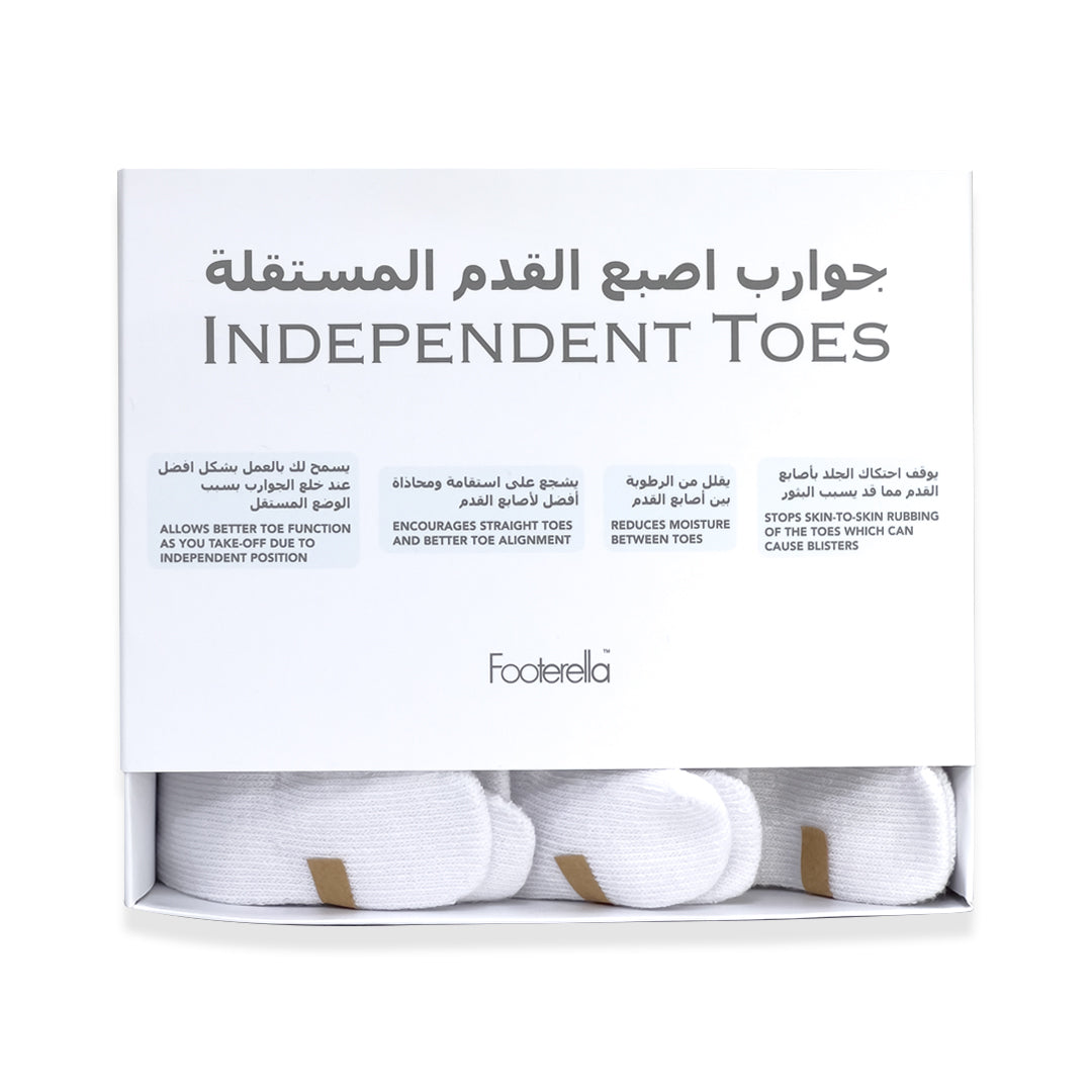 Three pairs of independent white no-show toe socks for women and girls