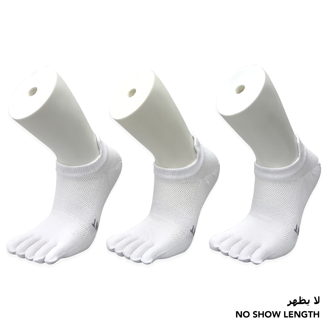 Independent white no-show toe socks for men and boys