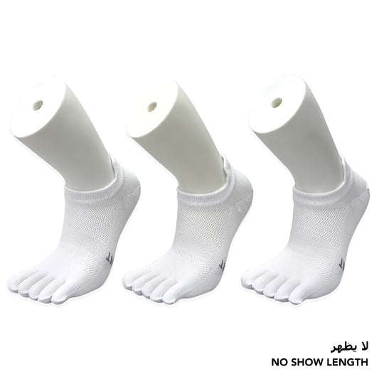 Independent white no-show toe socks for men and boys