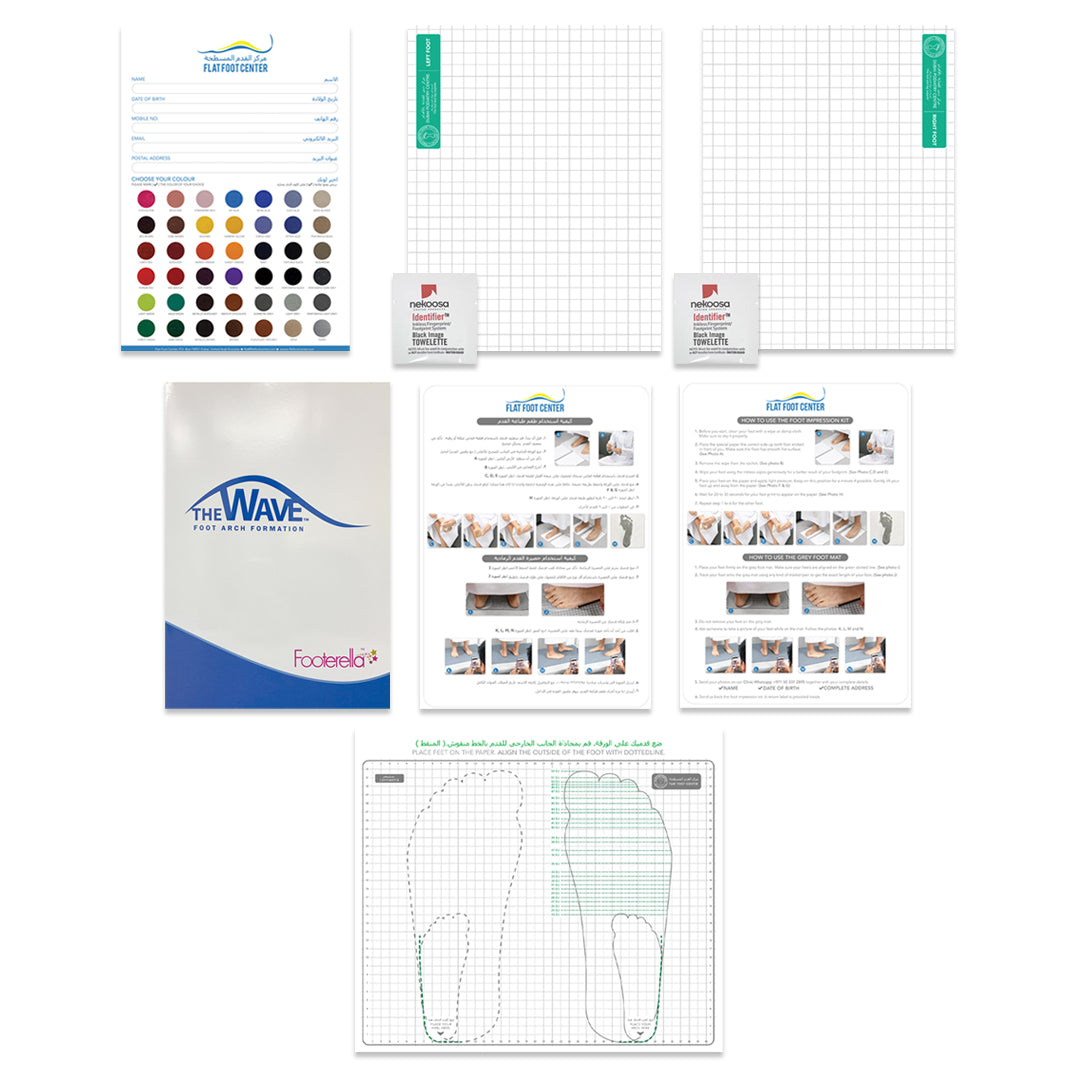 Inkless foot kit contents with folder and instructions
