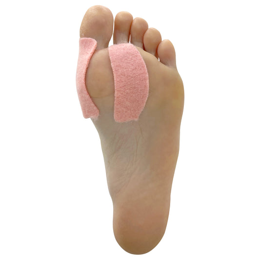 Long pad placed on foot for targeted shoe comfort