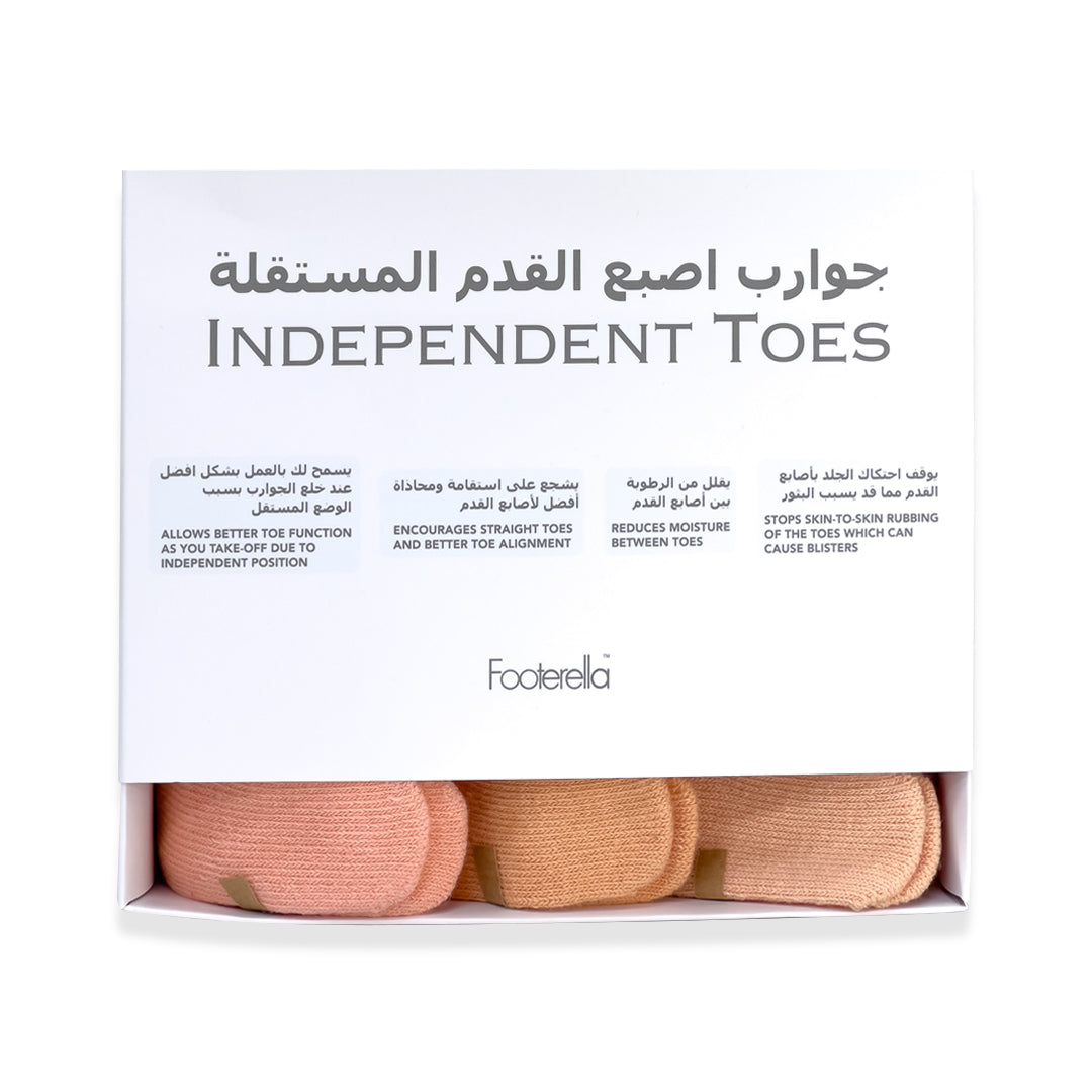 Three-pair pack of peach no-show toe socks for women and girls