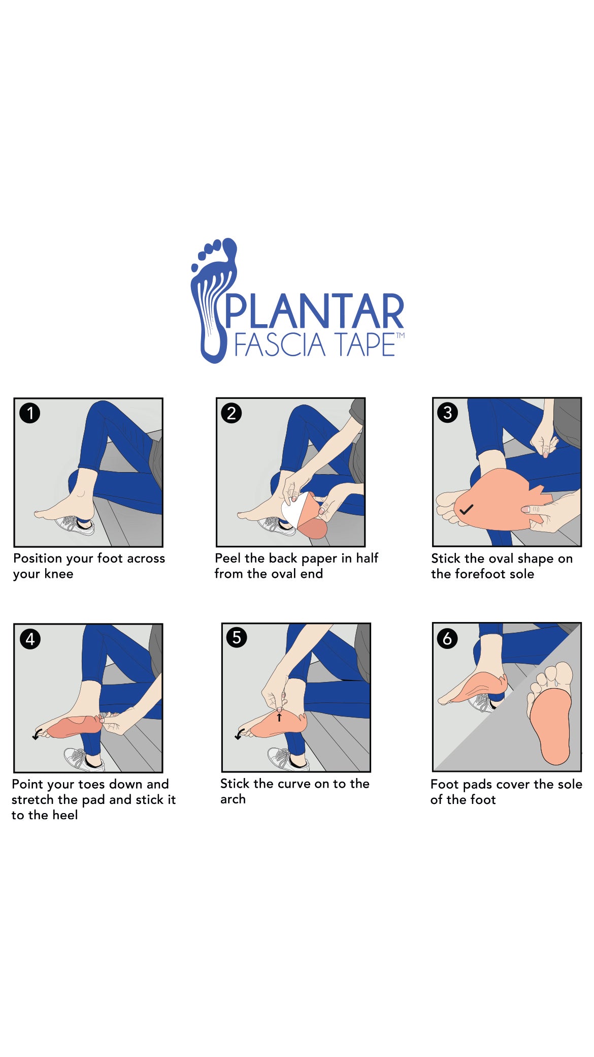 Foot support tape designed to guide forefoot toward rearfoot english and arabic language