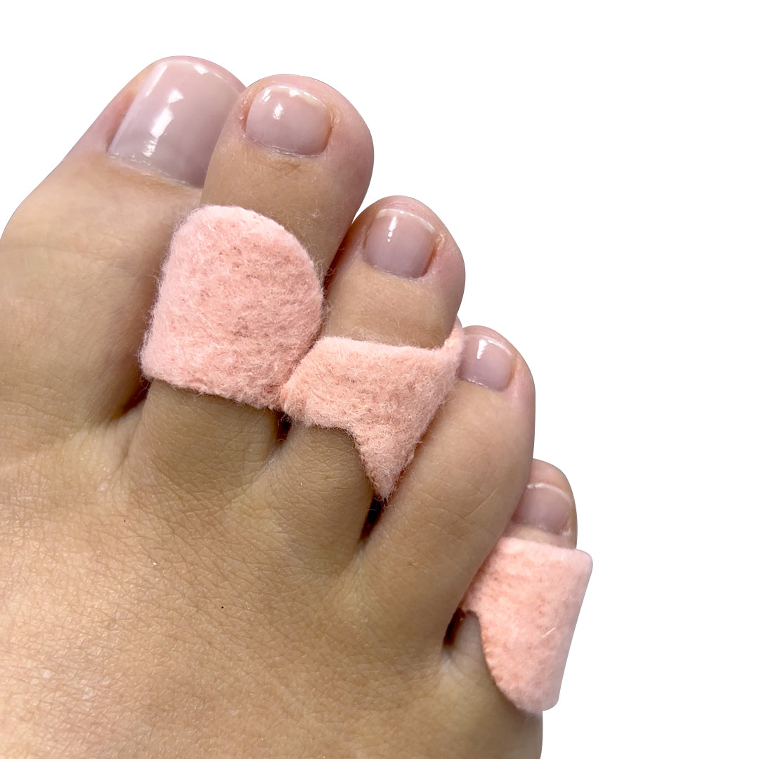 Toe pad placed on foot for targeted shoe comfort