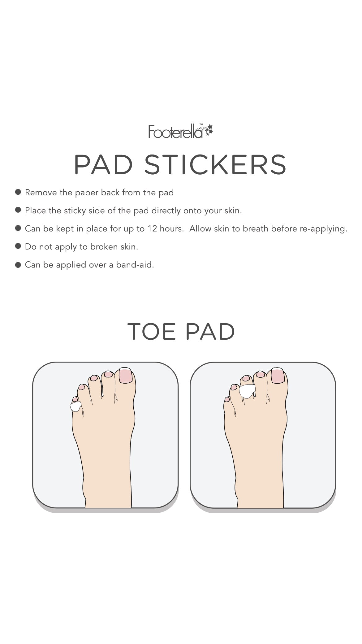 toe pads with instruction leaflet