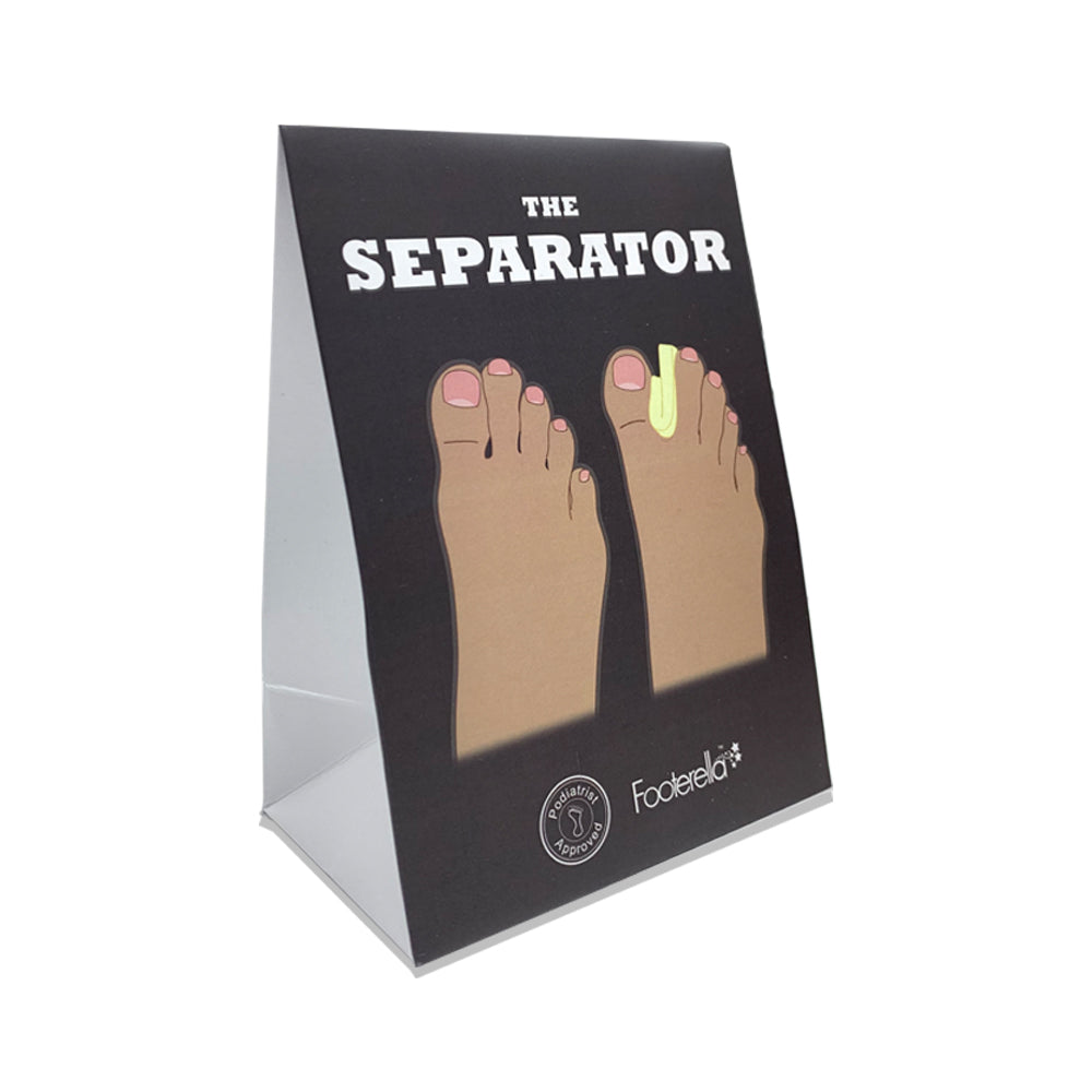 Pack of 28 white toe separator pads with instruction guide